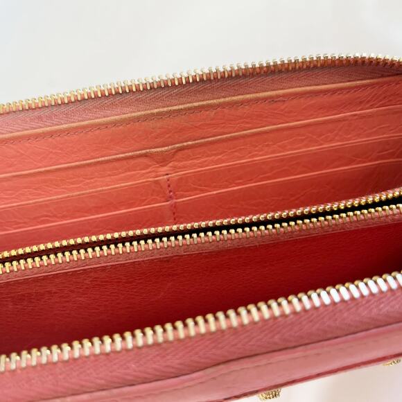 BALENCIAGA Motocross Leather Lambskin Zip Around Wallet Salmon - Picture 11 of 14